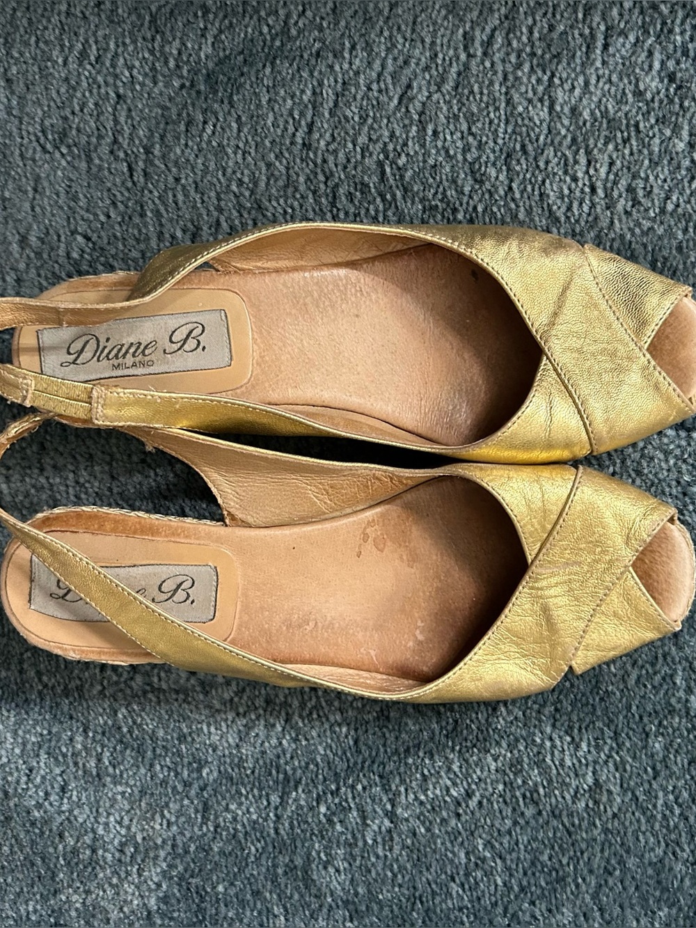 Milano Gold Peep-Toe Slingback Espadrille heels